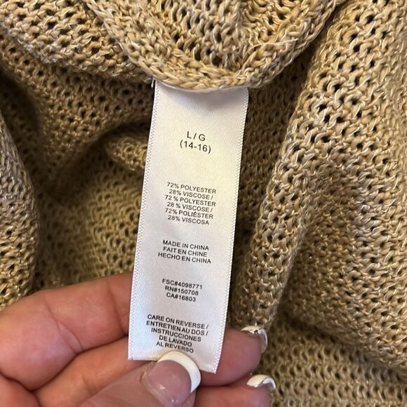 Signature Weekend tan long open long sleeve cardigan with one button Size L - Picture 10 of 11